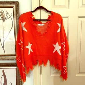 Cici orange star sweater size small